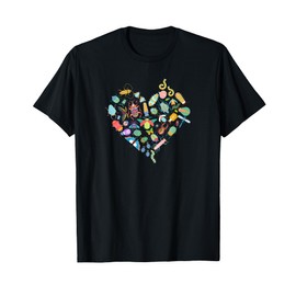 Love Bug Colorful Heart Shaped Insects Cute Creepy Crawlies T-Shirt