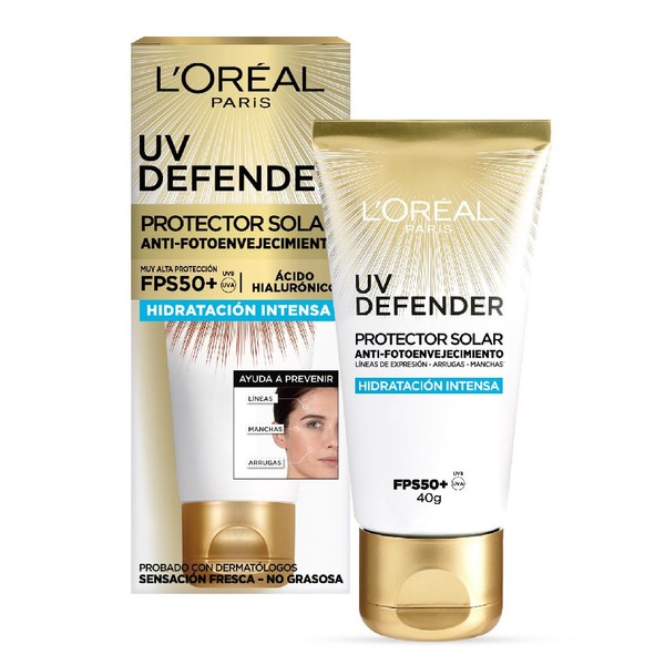 L'Oréal Paris Protector Solar Diario FPS50+ UV Defender Hidratación Intensa, 40ml