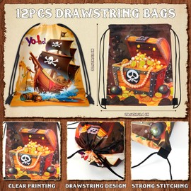 Pirate Party Bag Children's Birthday Party Favours Gift Bags with Drawstring Bag Key Chain Bracelets Tattoo Sticker Treasure Chests Give Aways Pinata Filling Birthday Gift Children Boys