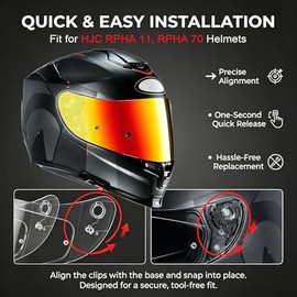 PSLER Motorcycle Visor for HJC RPHA 11 (Pro/Carbon) and RPHA 70 (ST/Carbon), Replacement Visor Compatible with HJ-26 HJ-26ST, Anti-Scratch UV Protection, Pinlock Ready (Deep Gold Red)