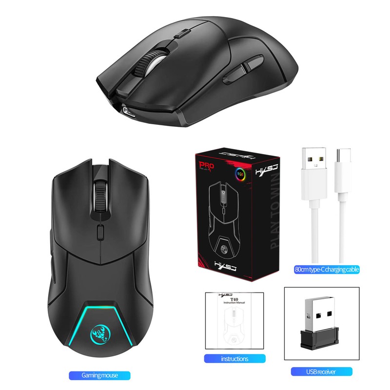 HXSJ T40 T40 Wireless Mouse 2.4G+BT5.1+BT5.1 USB Receiver Triple Modes