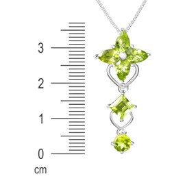 Franki Baker Natural Peridot Gemstone & 925 Sterling Silver Flower Pendant Necklace. Chain length: 50cms