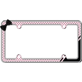 Cruiser Accessories 18536 Retro Polka Dot Bling License Plate Frame, Chrome/Pink/Black/Clear