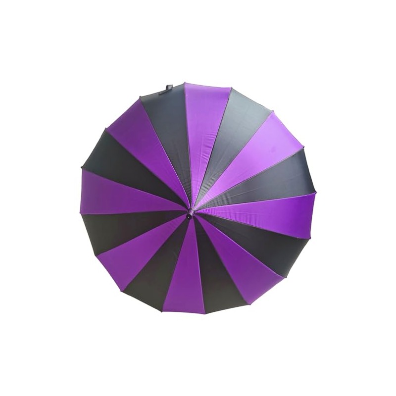 Gothic Rebel Dark Wing Striped Pagoda Umbrella (Black And Purple)