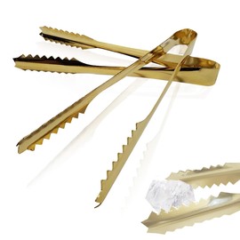MMmall Ice Tongs, Stainless Steel, Made in Japan, Set of 2 (Gold Set of 2)