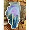 Chicago Illinois Night Sky Cityscape City State Sticker Map State