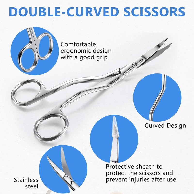 Therwen 6 Inch Curved Embroidery Scissors, Double Curved Scissors Stainless
