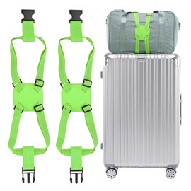 Travelkin Luggage Straps Bag Bungees for Suitcases Add a Bag, Travel Bag Bungee Belt for Luggage Carry On Bag (Green 2 Pack)