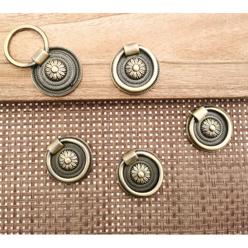 Headsitg 6 Pcs Antique Drawer Pull Ring Cabinet Ring Handle