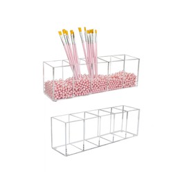 SoeUyd Acrylic Pen Holder, Pen Organiser, Acrylic Pen Holder, Pen Holder, Transparent, Desk Organiser, Makeup Brush Holder, Pen Pot Organiser for Office, School, Household Supplies