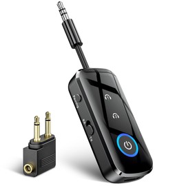 2 in 1 Bluetooth 5.3 Transmitter Receiver, SONRU Travel Essentials Airplane Headphone Adapter Airfly Wireless Adapter with 3.5mm AUX Compatible with 2 AirPods Wireless Headphones