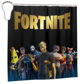 Waterproof Polyester Fabric Shower Curtain Game Shower Curtain for Boys Bathroom Curtain with Hooks, 72" X 72" ﻿