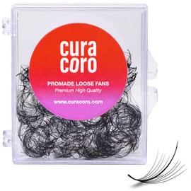 Curacoro Promade Wispy 500 Fans - Wispy Lash Extensions 9D 0.05, Handmade Volume Promade Eyelashes Fans, C CC D Curls, 9-17mm Length, Professional Long-Lasting Promade Lash Fans (9D 0.05 CC 15 mm)