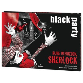 moses. Verlag GmbH 90077 Black Party | Rest in Peace, Sherlock | The Murderous Crime Party for Home | The Crime Puzzle for Dinner Party | For 6-7 Players