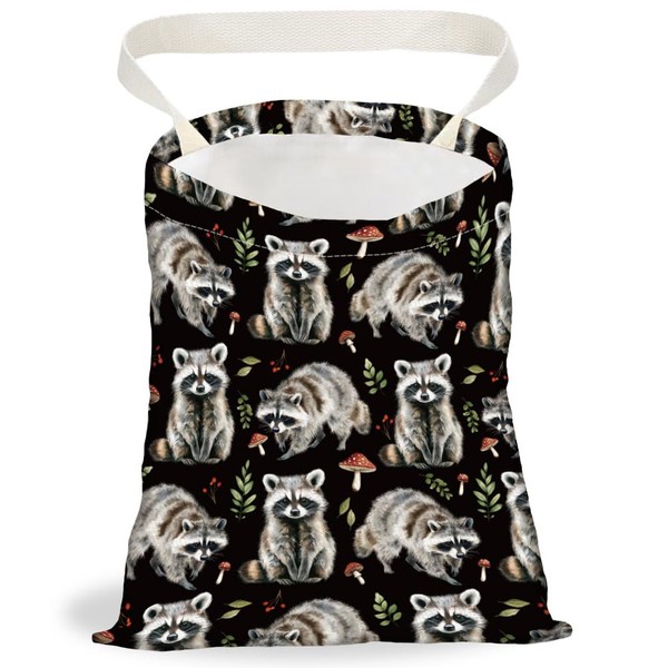 DELORIGIN Raccoon Print Car Trash Bag Hanging Garbage Bag with