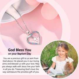PINKDODO Baptism Gift Religious Baptism Gifts for Teen Girls Easter Gifts for Kids Goddaughter Cross Necklace