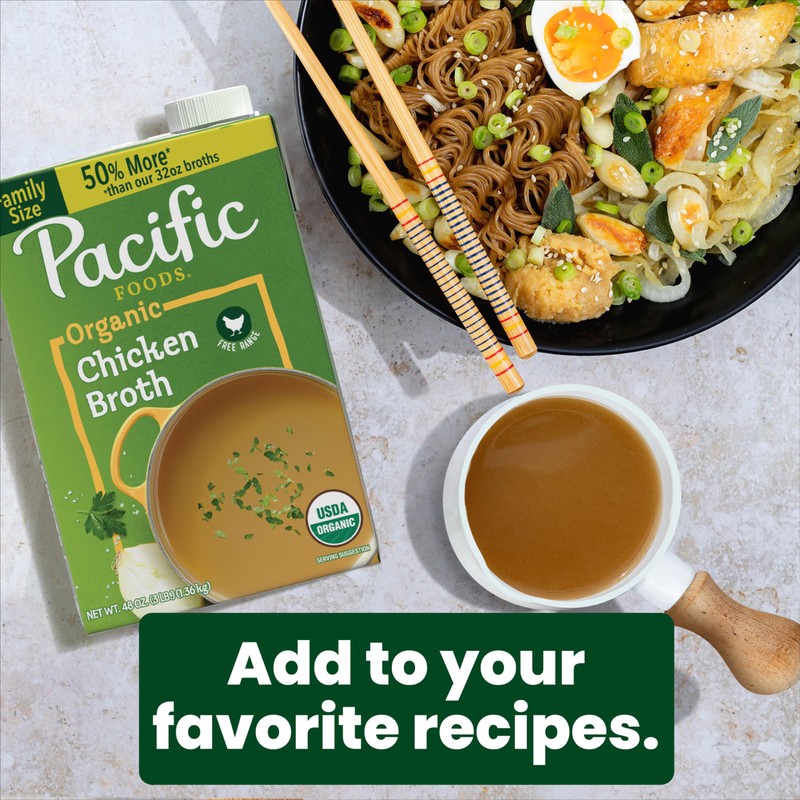 Pacific Foods Organic Chicken Broth, 48 oz Carton