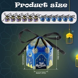 PEUTIER 12pcs Eid Mubarak Boxes, Ramadan Mubarak Gift Boxes Small Goodie Present Boxes Muslim Candy Treat Boxes for Ramadan Festival Party Supplies Eid Decoration(2 Styles)