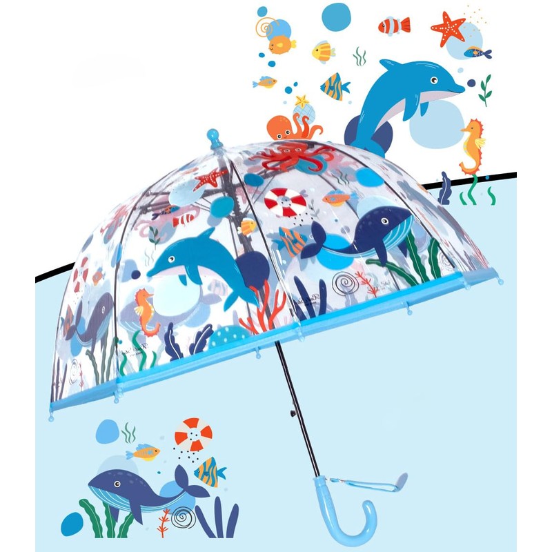 Chesoon Blue Umbrella for Boys with Smooth Plastic Handle Windproof