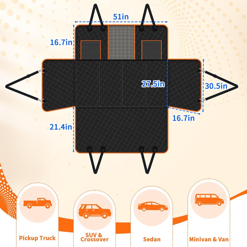 TNELTUEB Dog Car Seat Cover with Bed Mat, Back Seat