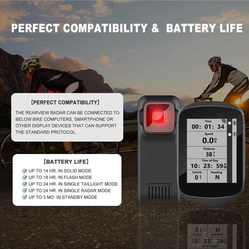 TUTULOO W100 Bike Radar Tail Light,Cycling Radar Tail Light,Visual and