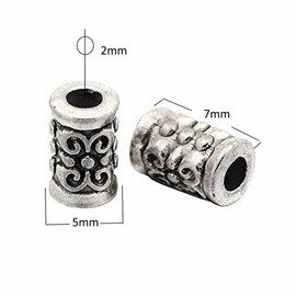 Spacer Tube Spacers Beads Silver Spacer Metal Beads 7 x 5 mm Pack of 45 Tube/Tube Spacer Beads for Jewellery Chain Bracelet Jewellery Parts