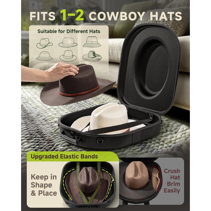 BRANTMAKER Cowboy Hat Box, Cowboy Hat Case for Travel, Crush