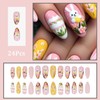 24 Pcs Cute Easter Press on Nails Medium Long Fake
