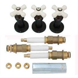 Re-modeling Kit, Fit Price Pfister Shower, with Porcelain Cross Handles, Oil Rubbed Bronze Finish - By PlumbUSA