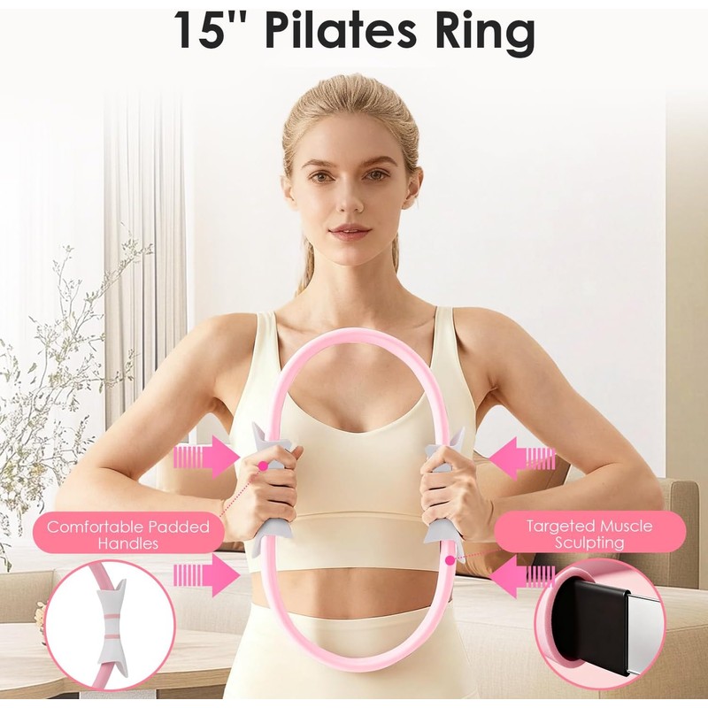 Pilates Ring and Ball Set with Ankle Weights, Resistance Band
