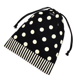 COLORFUL CANDY STYLE NU600900 Drawstring 3-piece Set, Gymnastics Clothing Bag, Lunch Bag, Cup Bag, Polka Dot Large (twill/black), Change of Clothes, Lunch Bag, Small Items, Kids, Cute, Stylish, Polka