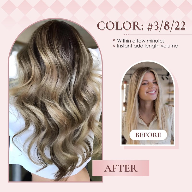 Hyssiet 18 Inch Invisible Clip in Real Human Hair Extensions,