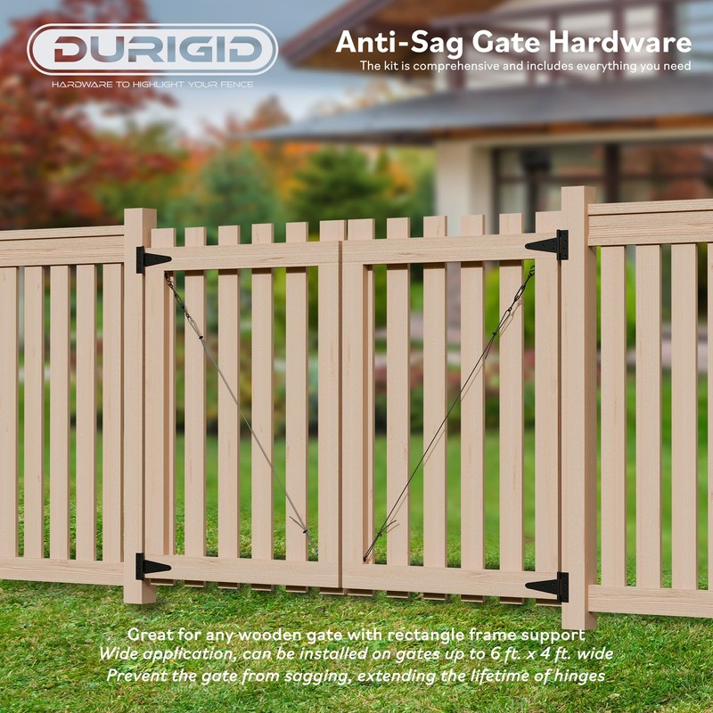 DURIGID Anti Sag Gate Kit D-Ring Fence Gate Kit, Anti