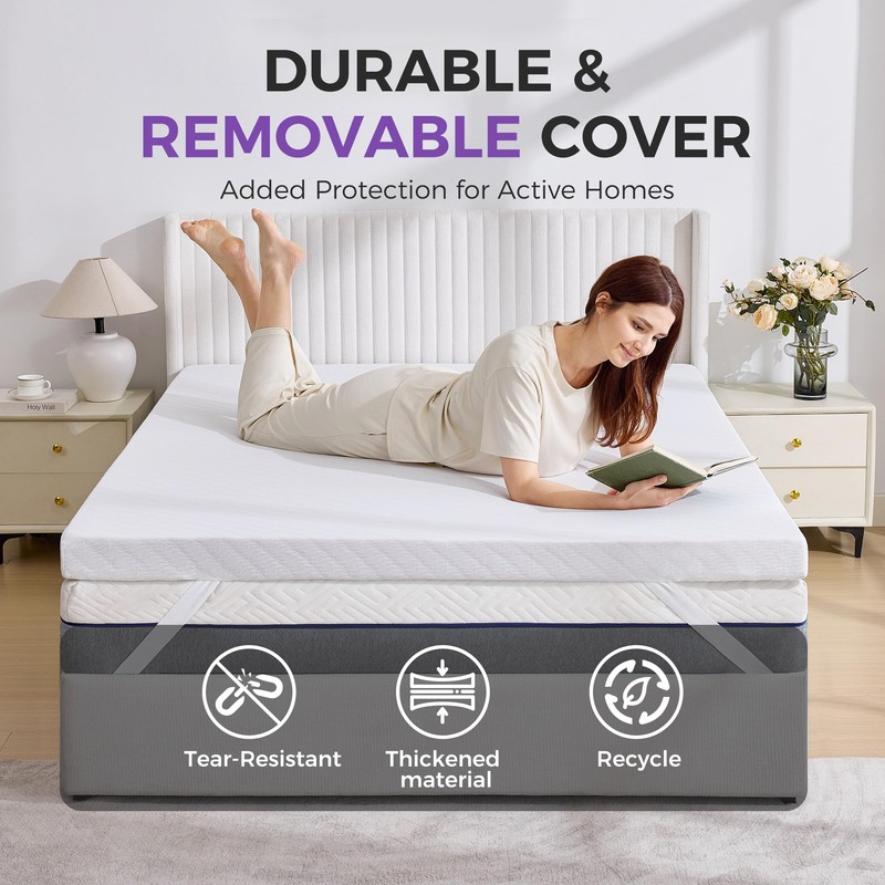 BDEUS King Size 2 Inch Gel Memory Foam Mattress Topper