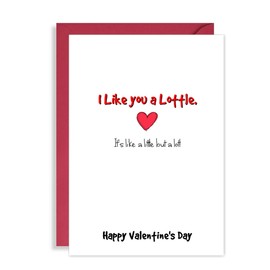 Funny Valentines Day Card for your crush - I Like you a lottle! Cute valentine for friend/lover