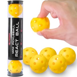 PIKKOFUN React Mini Pickleball Balls - 5 Pack Silent Pickleball Balls for Training - Soft Pickleball Practice Balls for Improve Hand Speed, Paddle Control and Accuracy - Yellow