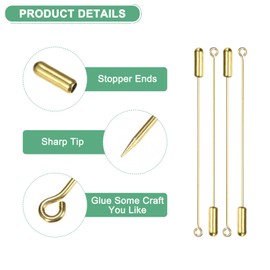 M METERXITY 30-Pack Brooch Stick Pins, 2.8 Inch Copper Long Needle Eye Pin with Stopper Ends for DIY Clothing/Accessories/Suit Tie/hat/Scarf/Jewelry, Straight Flat Head Pins [Gold]