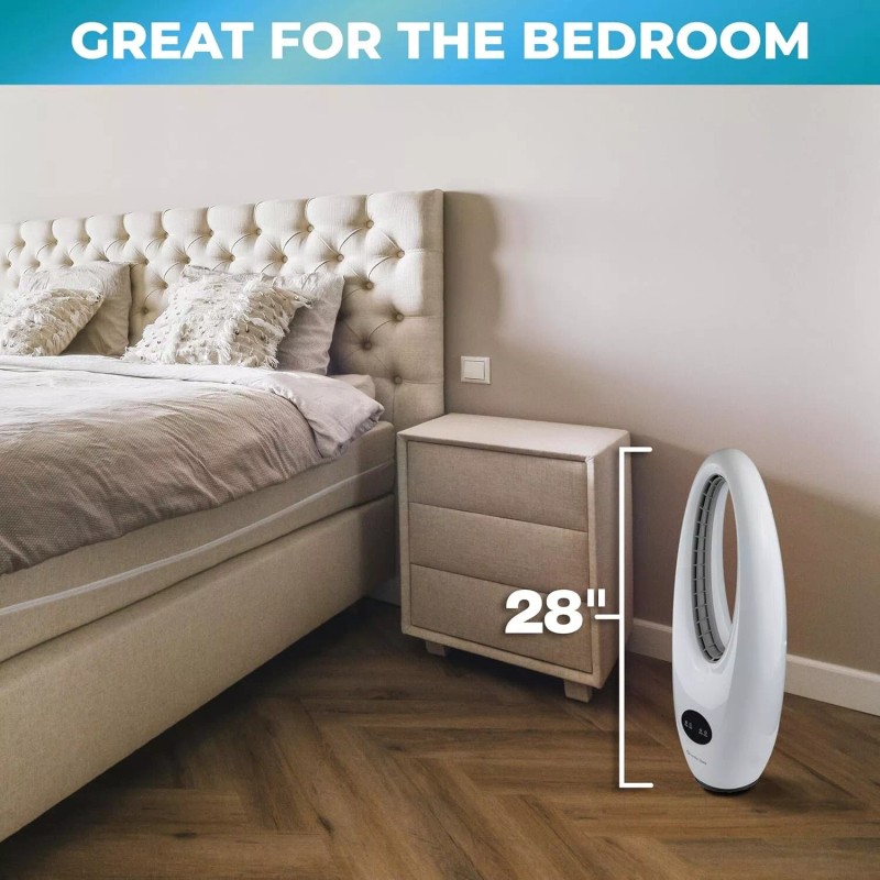 Comfort Zone 28" Oscillating Bladeless Tower Fan with Remote Control,