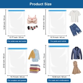 8 Stück Vakuumbeutel für Kleidung Aufbewahrungsbeutel zum Rollen, 35x50cm, 40x50cm, 40x60cm, 50x70cm Reise Vakuum Wiederverwendbar Kleiderbeutel für Kleidung, Decken, Handtücher (Blau)