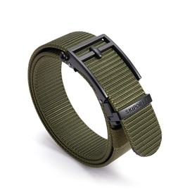 SKiporty Men's Ratchet Tactical Belt, Nylon Web Work Belts with Automatic Slide Buckle,Durable Adjustable Golf Belts