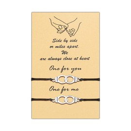 SUNSH Side By Side Handcuff Bracelets Couples Matching Bracelets for Women Teen Girls Boyfriend Girlfriend Sisters Mother Daughter Pinky Promise Adjustable Friendship Family Lover Gift