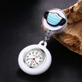Lancardo Clip On Nurse Watch: Retractable Quartz Silicone Cover Cartoon Medical Symbol Pattern Badge Easy to Read for Women Men Doctor