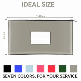 Isink 7 Pack Money Bags with Zipper for Cash, Bank Deposit Bags,Money Pouches with Zipper,Bank Bag,Cash Bag,11.2x6.3 inches (7 Colors,14 cards)