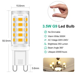 Tailcas G9 LED Lampe, 3.5W Warmwei? Birne (ersatz 28W 30W 40W G9 Halogenlampe), 350 Lumen Glhbirne G9 LED Leuchtmittel, Warmweiss 3000K, AC 220-240V, Kein Flackern Nicht Dimmbar, 6er Pack Mini Glhlampe