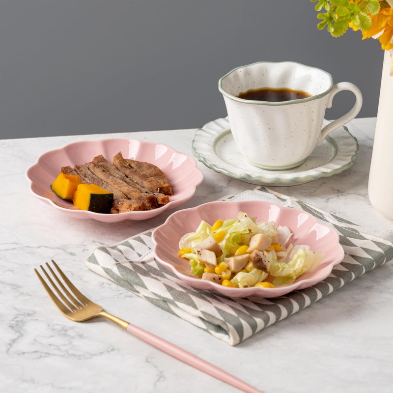 SHIDACHENG Salad Plates Set of 4, Ceramic Dessert Plate for