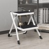 DAWNYIELD Folding 2 Step Stools Portable Heavy Duty Metal Step