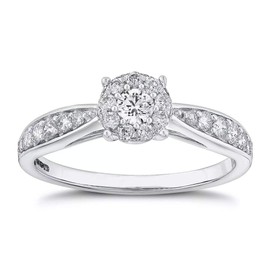 SISGEM 1ct Moissanite Engagement Ring with Pave Set, 925 Silver Platinum Plated, Non-Personalise, for Her Women's Engagement Wedding (Size S)
