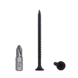 Pack of 100 Black Phosphate Carbon Steel 3.5 x 55mm Drywall Screws Fine Thread Phillips Pin Head Drywall Sheet Fixing (100, 3.5 x 55 mm)