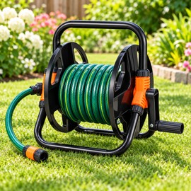 Portable Garden Hose Reel for Water Pipe Storage – Plastic Single-Arm Hose Coiler for Yard & Garden Organization
