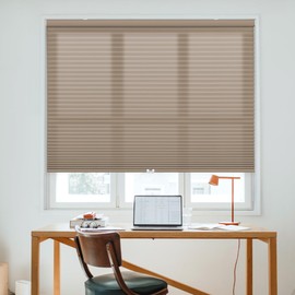 DEZ FURNISHINGS Cordless 1.5" Light Filtering Cellular Shade, 34" W x 64" H, Latte
